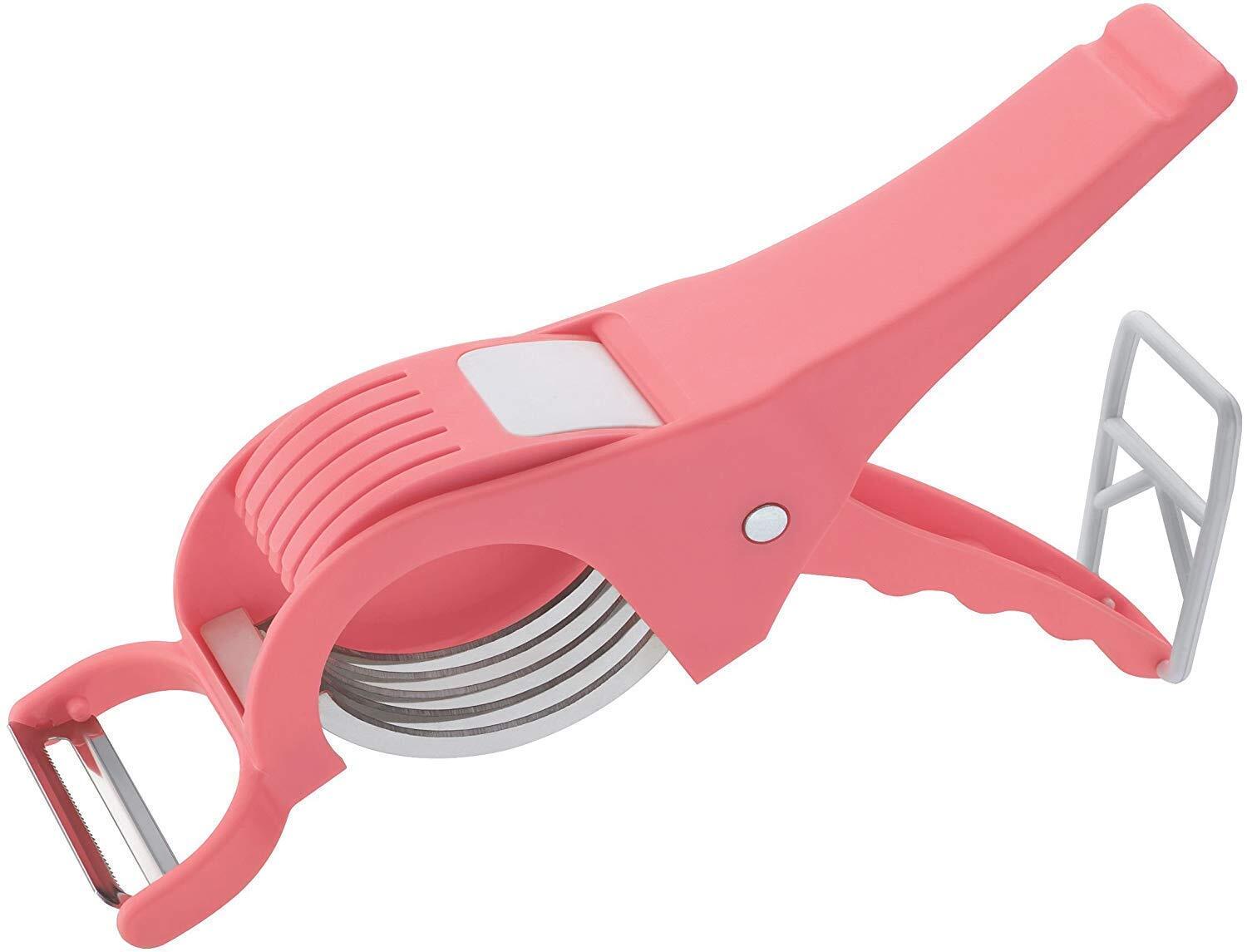 Vegetable Cutter - Plastic Body, Stainless Steel Blades, 20x6x5 Cm , Multi-colour, Smart Locking System, Pack Of 2 For Convenient Slicing & Peeling