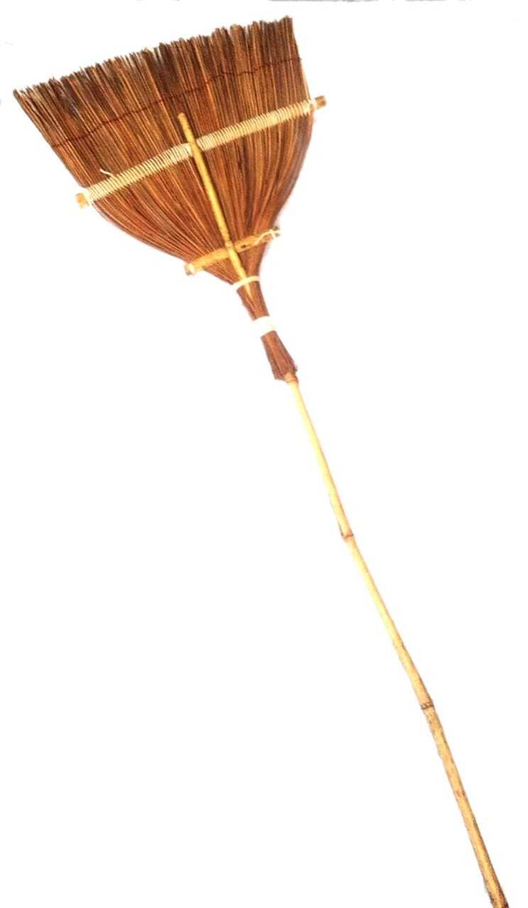 Bamboo Broom - 70 Cm Length, Brown Color | Outdoor Cleaning Tool For Floors And Ceilings, Efficiently Sweeps Dirt And Debris
