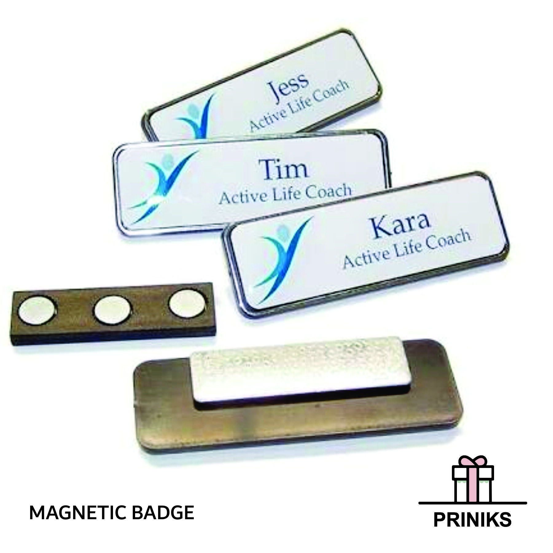 Acrylic Badges - Acrylic, Customizable Dimensions, White Color, 3mm Thickness | Clear, Durable, Easy Use, Magnetic, Neodymium Magnet, Digital Print