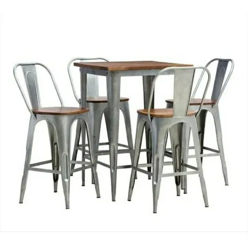 Polished Metal 4 Seater Dining Set