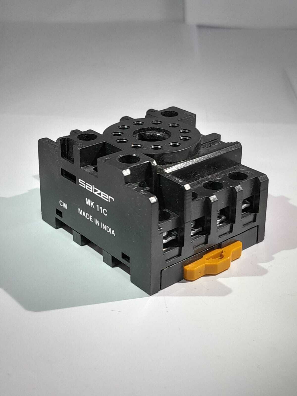 Relay Socket - Mk11c 11 Pin, Black Color For Industrial Automation, Automotive, Telecommunications, 200 Grams Weight