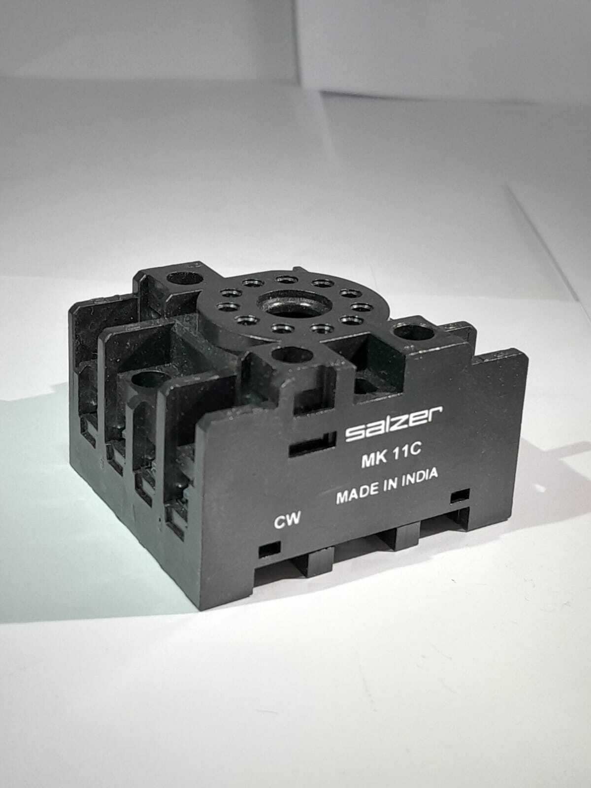 Relay Socket - Mk11c 11 Pin, Black Color For Industrial Automation, Automotive, Telecommunications, 200 Grams Weight