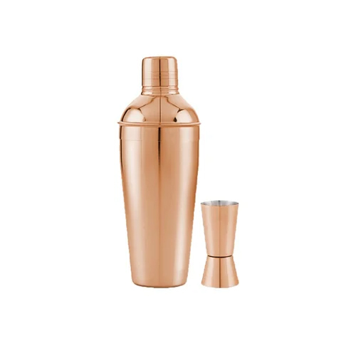 Delux Cocktail Shaker - Stainless Steel, Small Size, Copper Color | Built-in Peg Measure, Modern Design