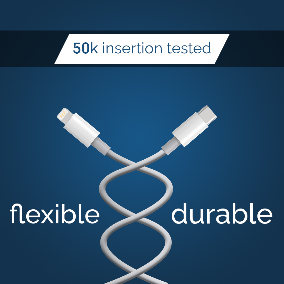 30 W Iphone Lightning To Type C Charging Cable - Plastic/copper Material, White Color | Fast Charging, Compatible With Android Devices, Warranty Included