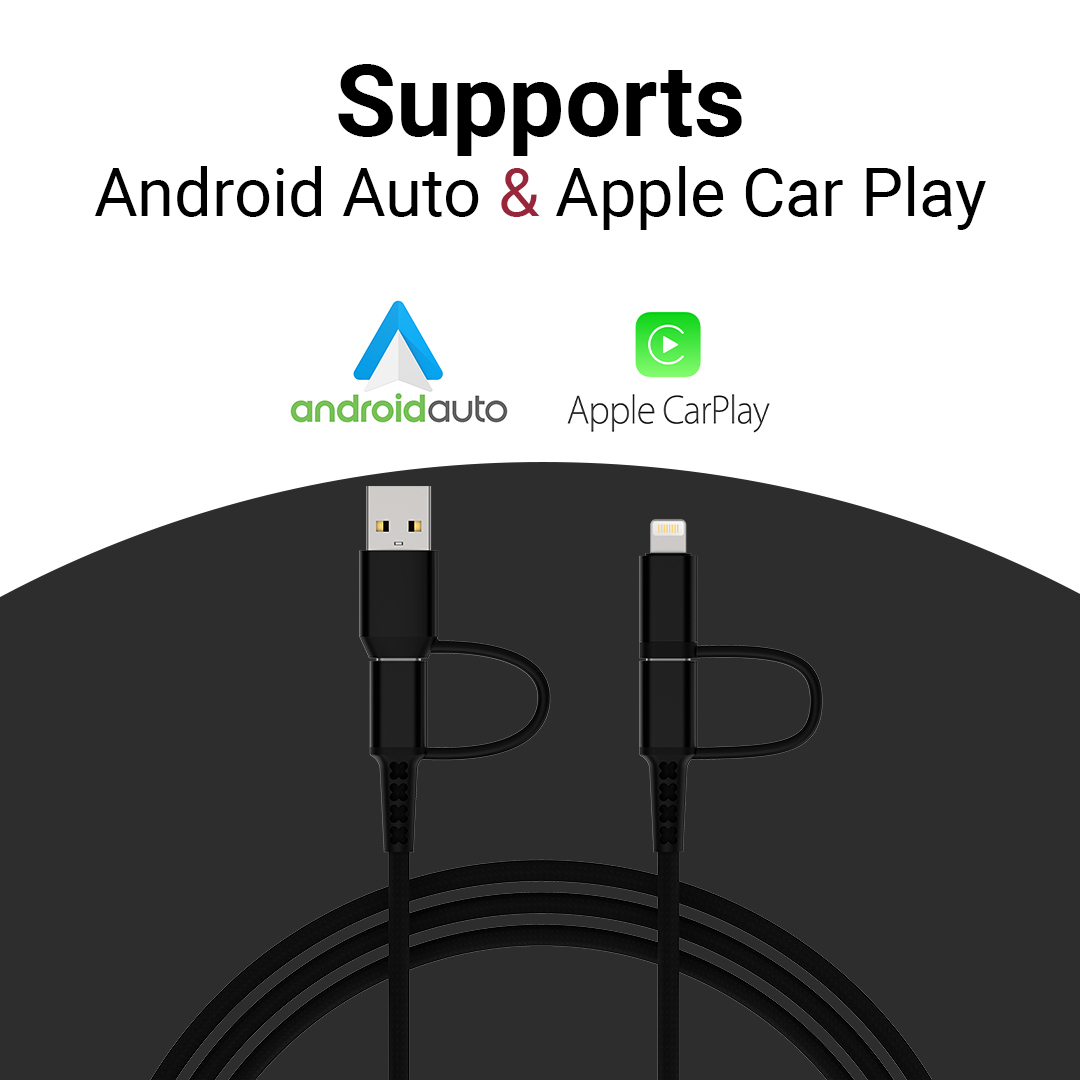 4 In 1 Charging Cable (Android & Ios Apple) - Plastic/copper, 60w Super Fast Charging, Multi-tip Design, Compatible With Android Auto & Apple Carplay