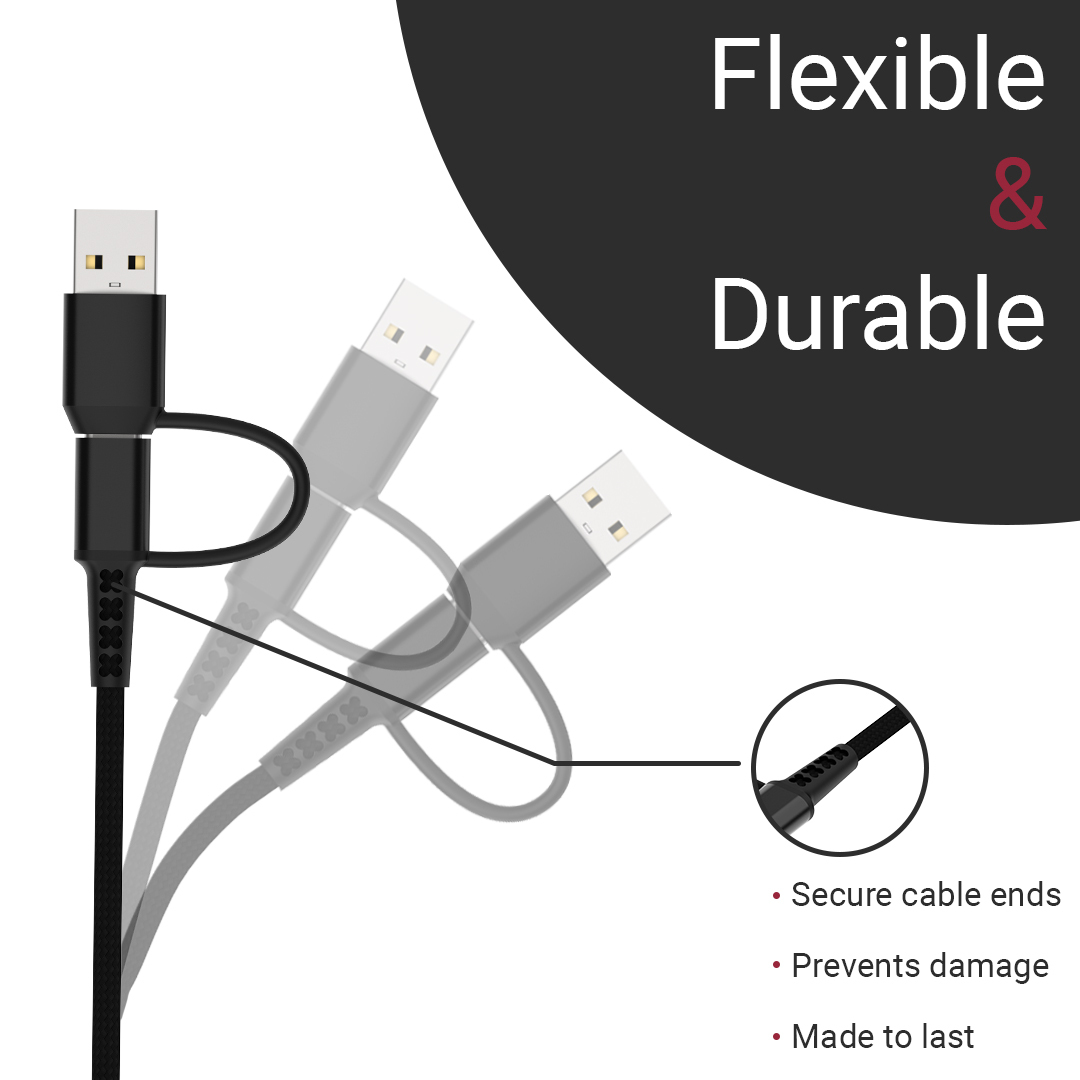 4 In 1 Charging Cable (Android & Ios Apple) - Plastic/copper, 60w Super Fast Charging, Multi-tip Design, Compatible With Android Auto & Apple Carplay