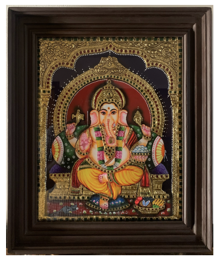 Lord Shiva Family Tanjore Painting - Frame Color: According To Your Requirements.