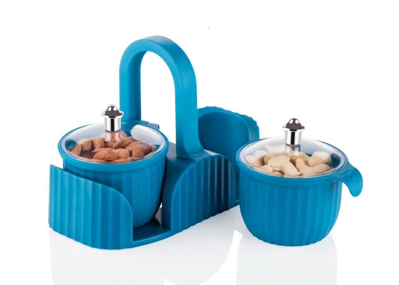 Dry Fruit Storage Container - Abs Plastic, 8.5x15x15 Cm, Blue/light Green/orange - Airtight, Freezer-friendly, Bpa-free, Versatile For Spices And Snacks
