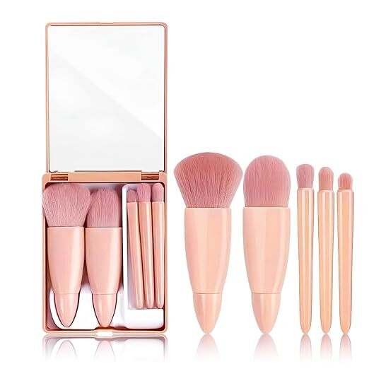Makeup Brush Applicator Set Of 5 With Mirror & Pouch (Pack Of 5)