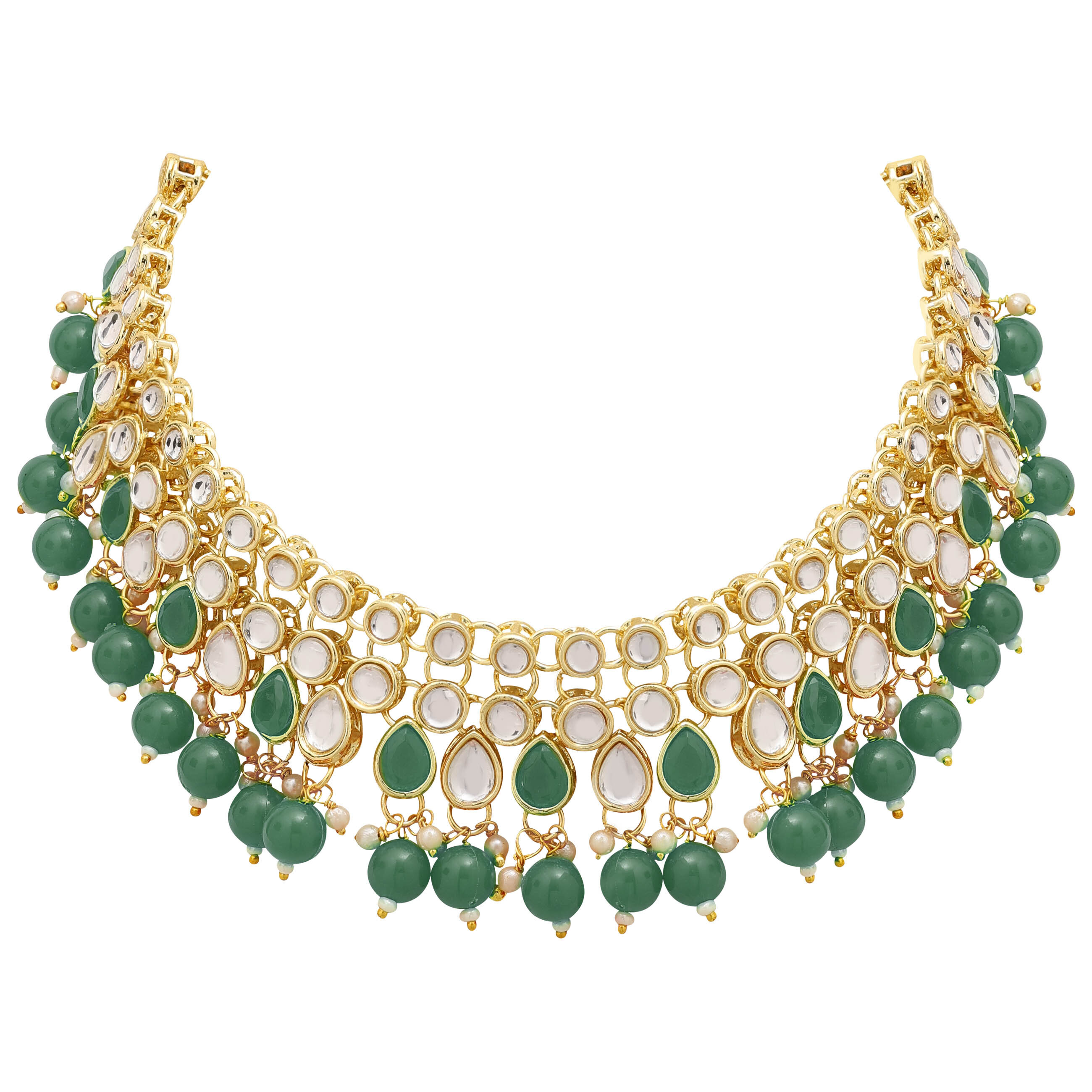 Emerald Elegance Kundan Choker Necklace Set