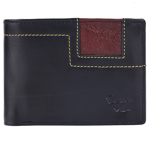 Mens Black Pure Leather Wallet By Fashion Villa