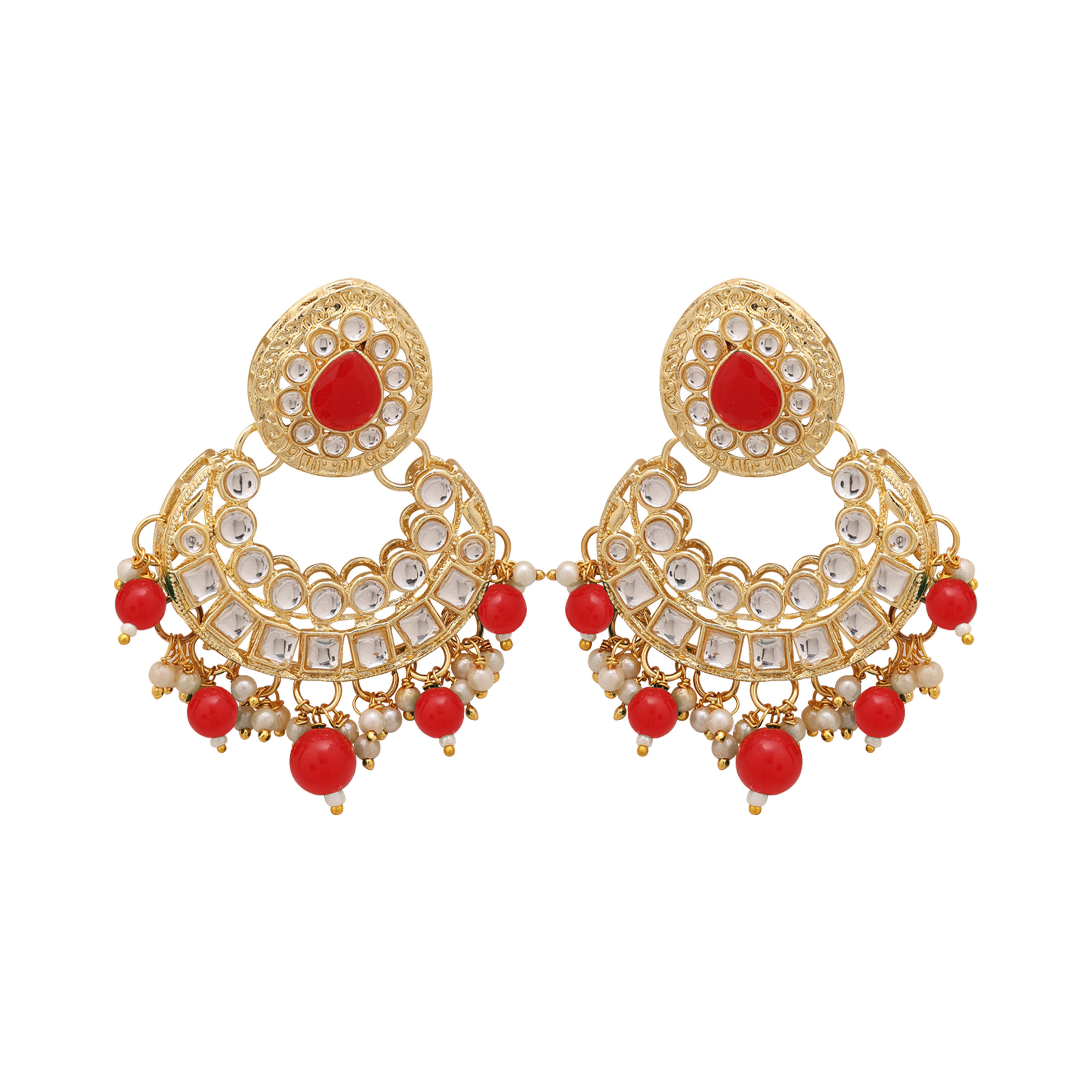 Classic Elegance Kundan Set For Women & Girls - Color: Red