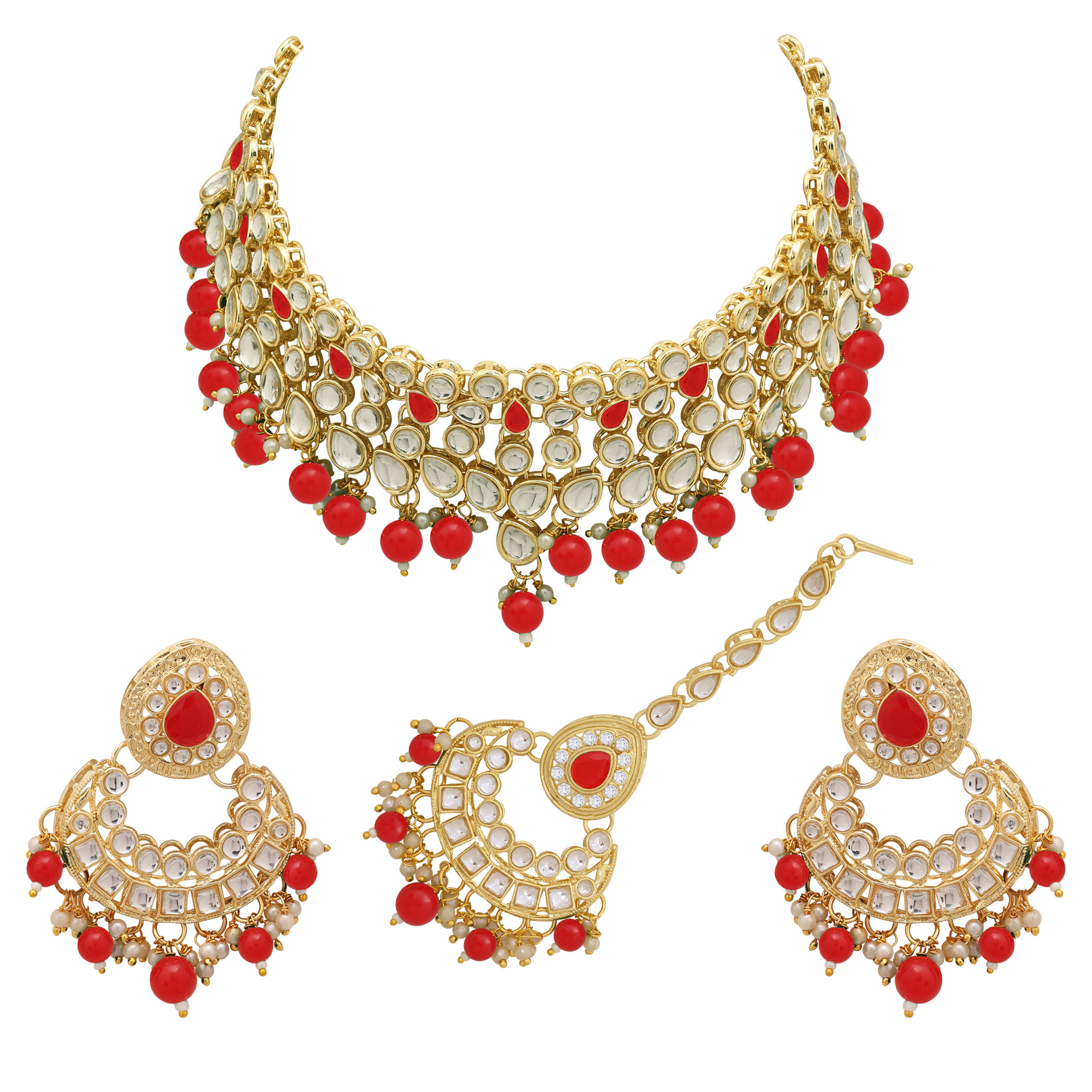 Classic Elegance Kundan Set For Women & Girls - Color: Red