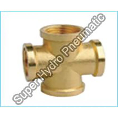 Brass Female Cross - Standard Size, Polished Golden Finish | Premium Quality Material
