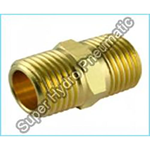 Brass Hex Nipple - Standard Size , Golden Polished Finish With Round Shape