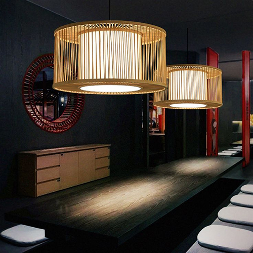 बाँस की ड्रम पेण्डेंट लाइट