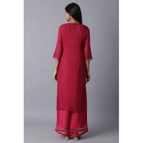 Washable W Maroon Printed Layer Kurta
