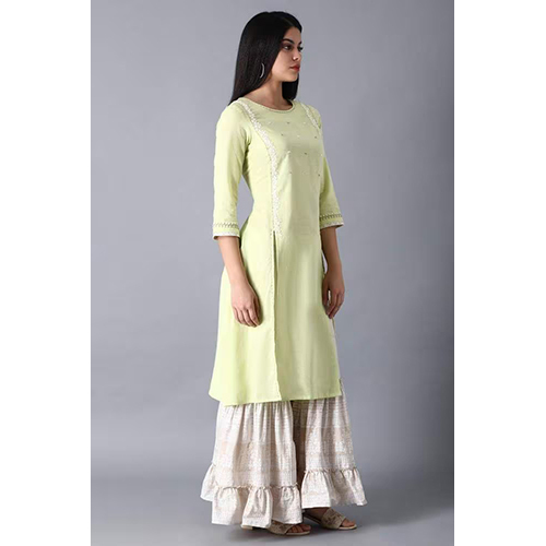Washable W Regular Sleeves Lime Kurta