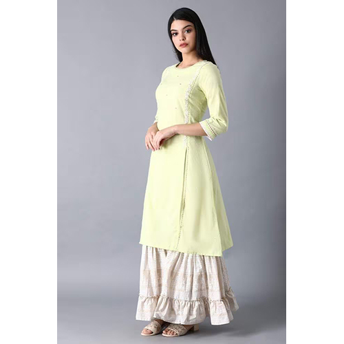 Washable W Regular Sleeves Lime Kurta