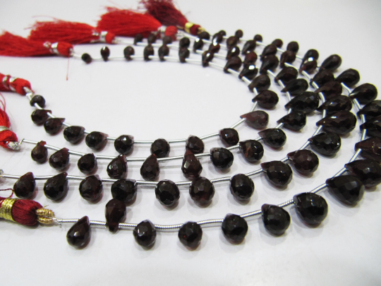 Natural Garnet Teardrop Shape Faceted 5x8mm To 6x10mm Strand 8''long