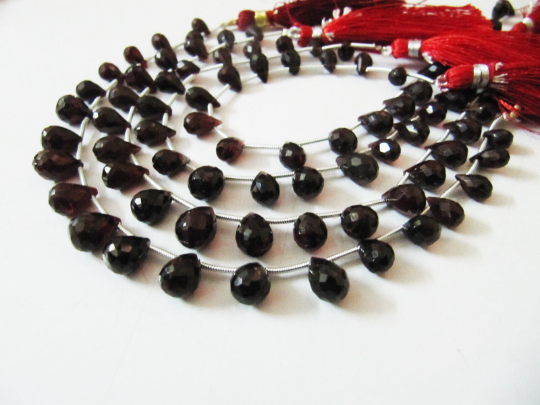 Natural Garnet Teardrop Shape Faceted 5x8mm To 6x10mm Strand 8''long