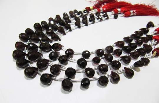 Natural Garnet Teardrop Shape Faceted 5x8mm To 6x10mm Strand 8''long