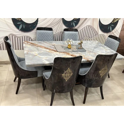 पोलीएस्टर पॉलिश में संगमरमर का डाइनिंग टेबल