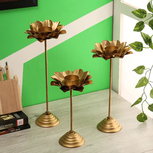 Candle Tealight Stand - High-quality Metal, Polished Finish | Handmade Artificial Piece For Elegant Home Decoration