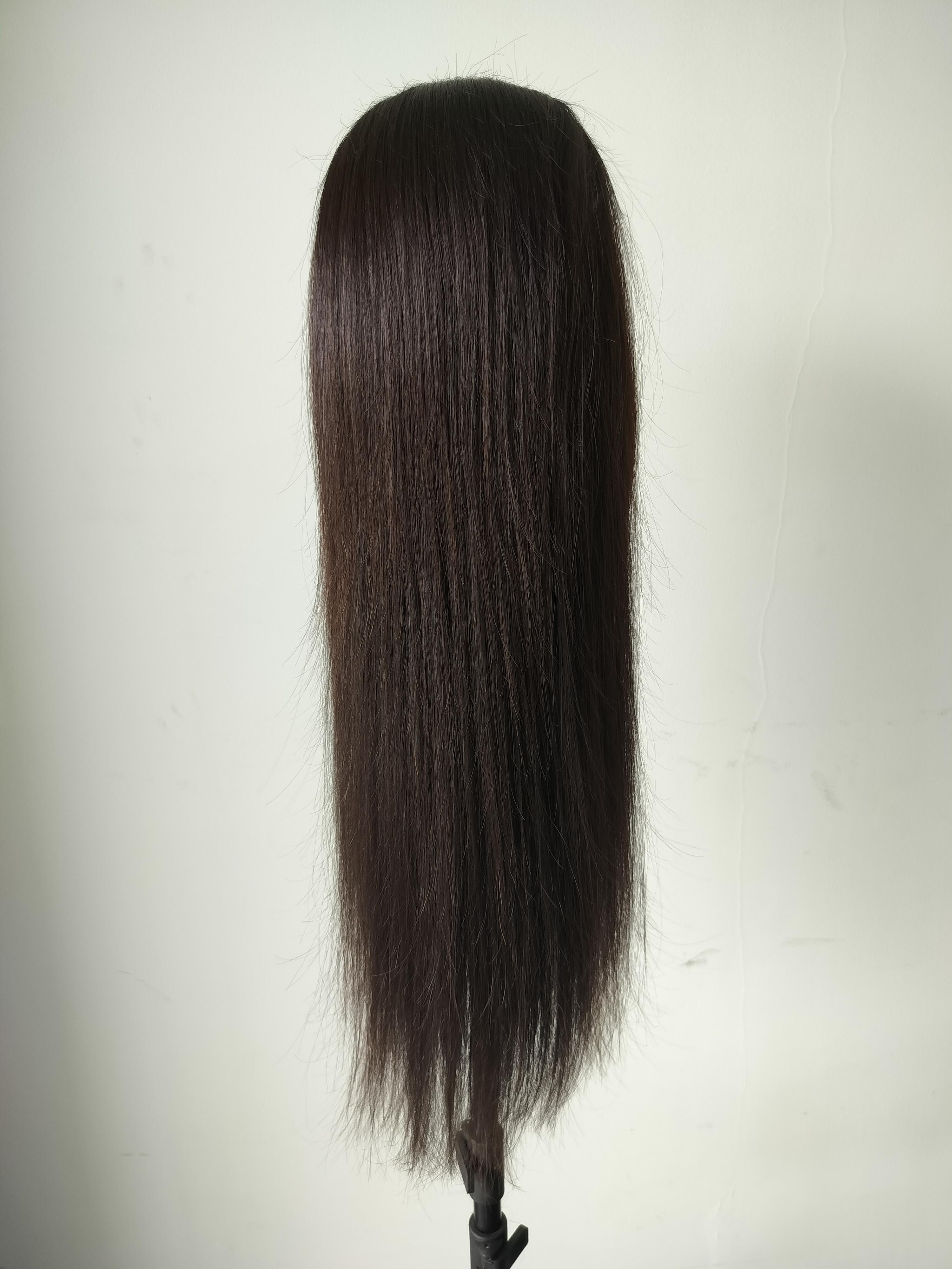 Women 28" Raw Indian Natural Black Straight Human Hair Closure Wig - Length: 28 Inch (In)
