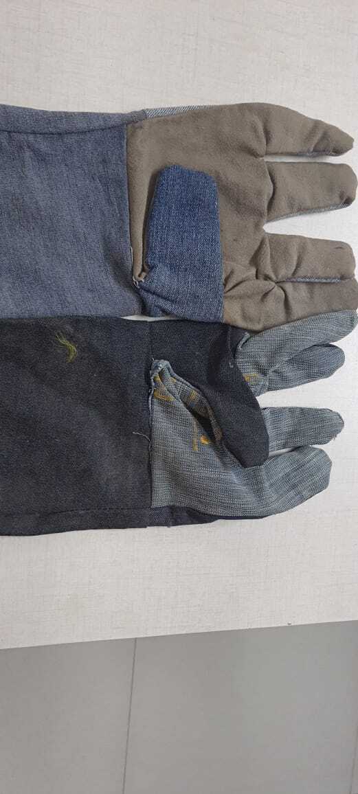 Jeans Hand Gloves - Cotton Material, Medium Size, Light Blue Color, 10 Inches Length | Durable, Comfortable, Protective, Washable, Versatile