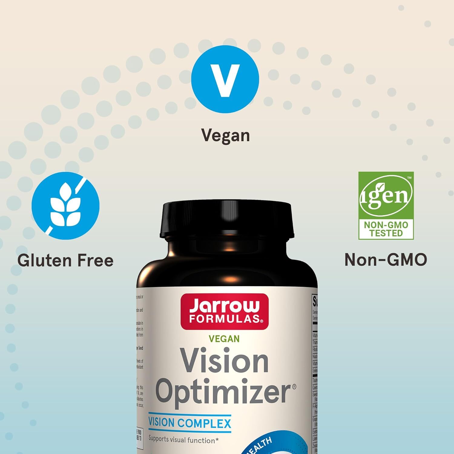 Jarrow Formulas Vision Optimizer Veggie Capsules - 180 Count | Antioxidant Blend, Eye Health Support, Gluten-free, Non-gmo, Vegan Capsules