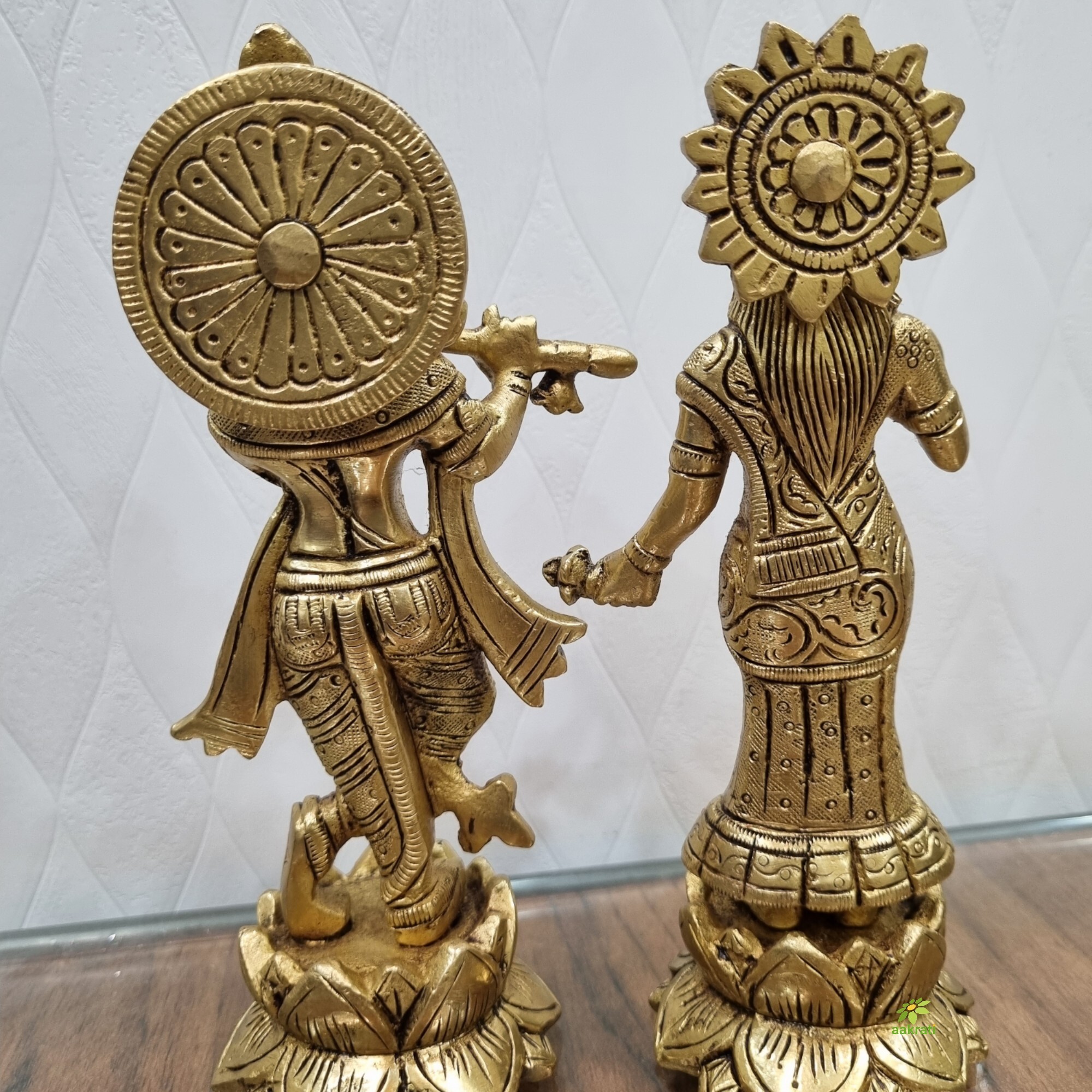 Radha Krishna Brass Statue - 6.5 Inch Height, Antique Yellow Finish | Elegant Decorative Showpiece For Home & Puja Room, Ideal For Gifting