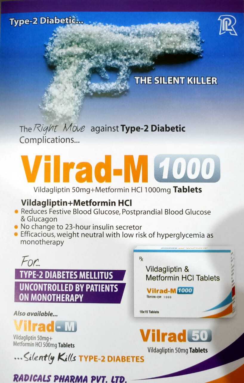 Vildagliptin Metformin Tablet - Vildagliptin 50 Mg & Metformin Hydrochloride 1000 Mg , Dosage As Per Doctor Prescription, 10x15 Tablets, Cool & Dry Storage