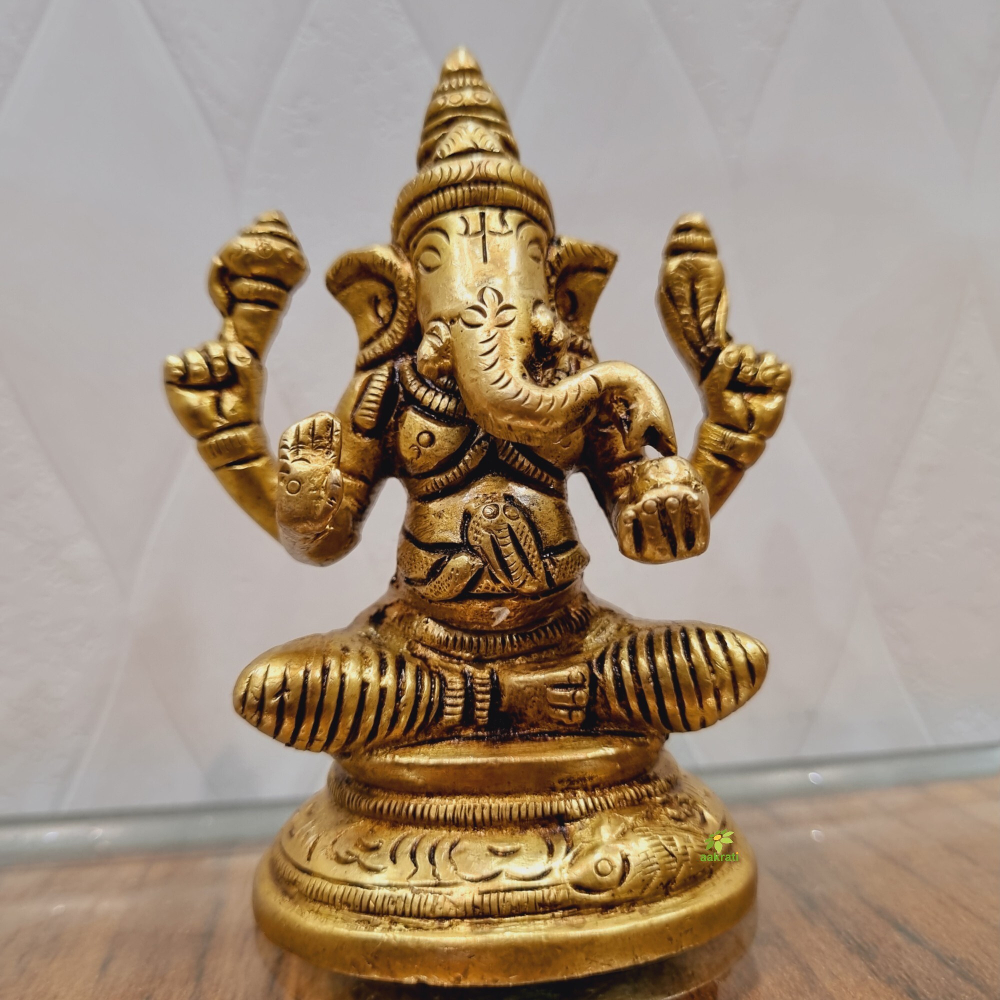 Aakrati Brass Ganesh Statue In Sitting Position| Ganesh Idol| Temple Daccor
