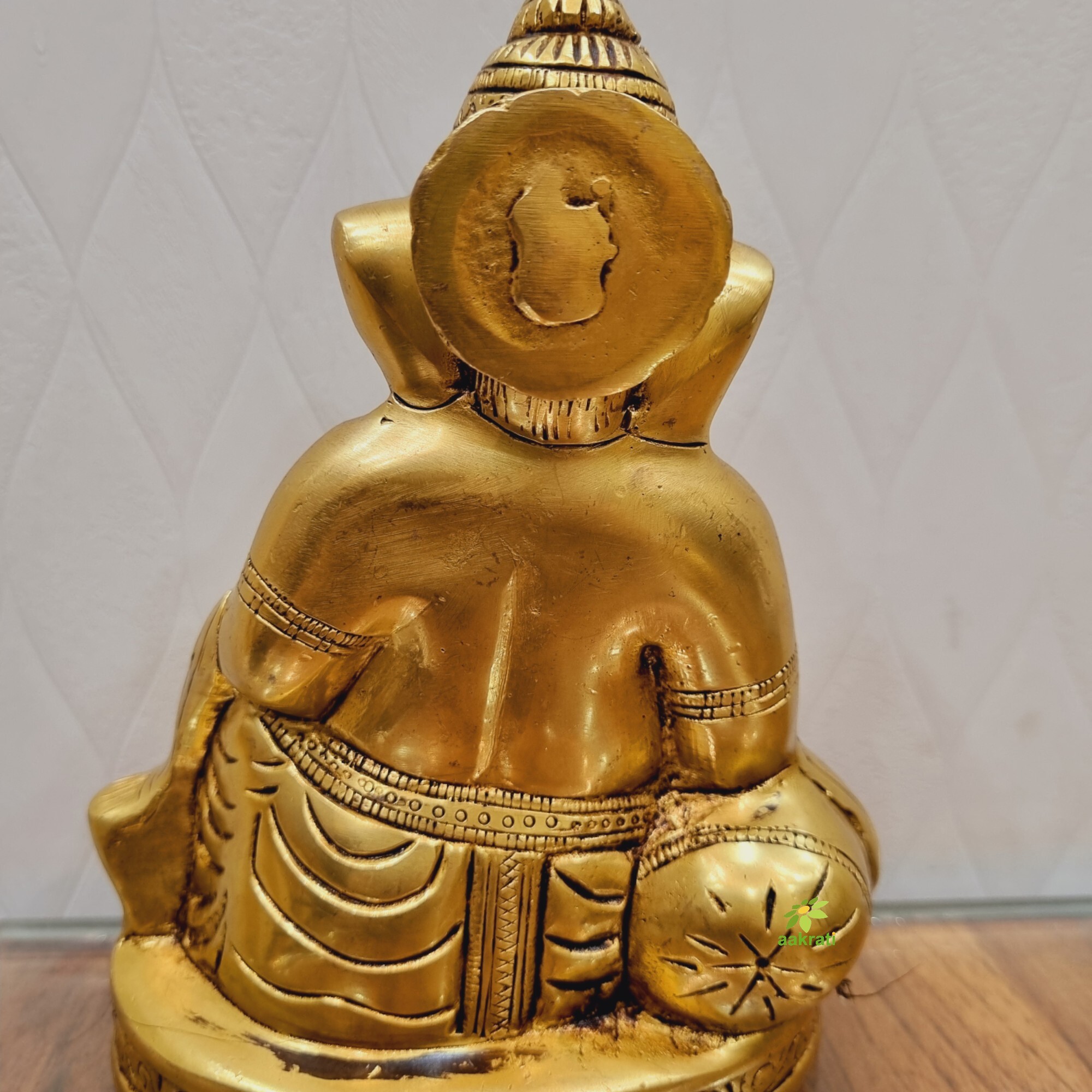 Aakrati Brass Lord Ganesha Statue In Sitting Position| Handcrafted Decorative Statue| Temple Daccor (Yellow6