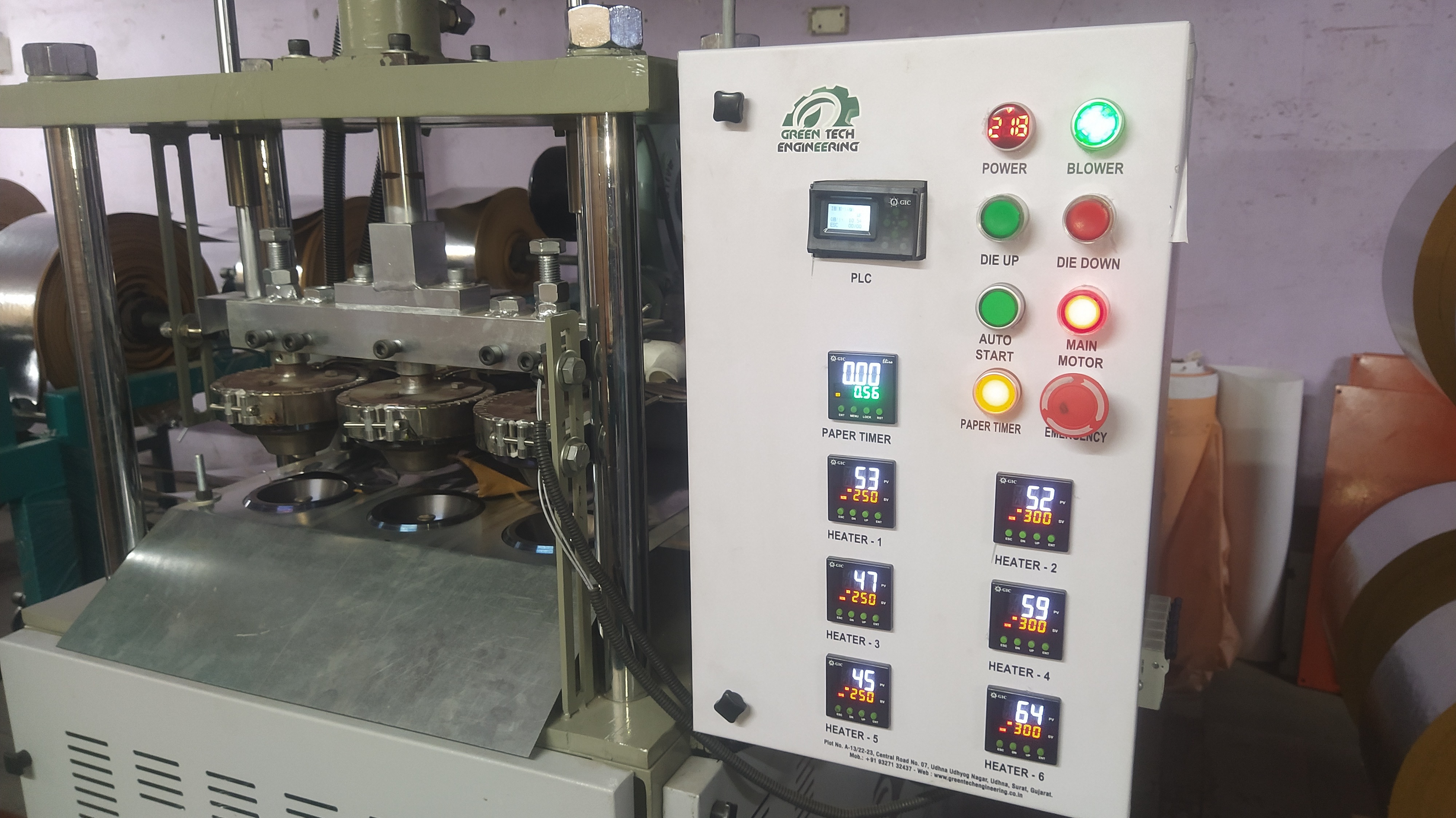 High Speed Dona Making Machine - 4 To 15 Inch Die Size | 4800 Dona/hour, 2800 Thali/hour, Plc Control, Digital Temperature Controller, 400 Kg Weight