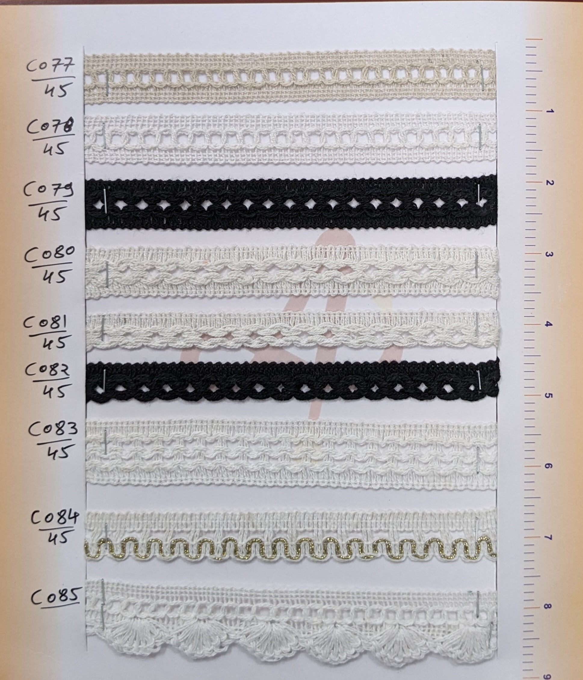 3 Line Cotton Button Patti - 0.5 Inch Width, 45 Meter Length | Dyeable White Cotton, One-sided Knitted Pattern