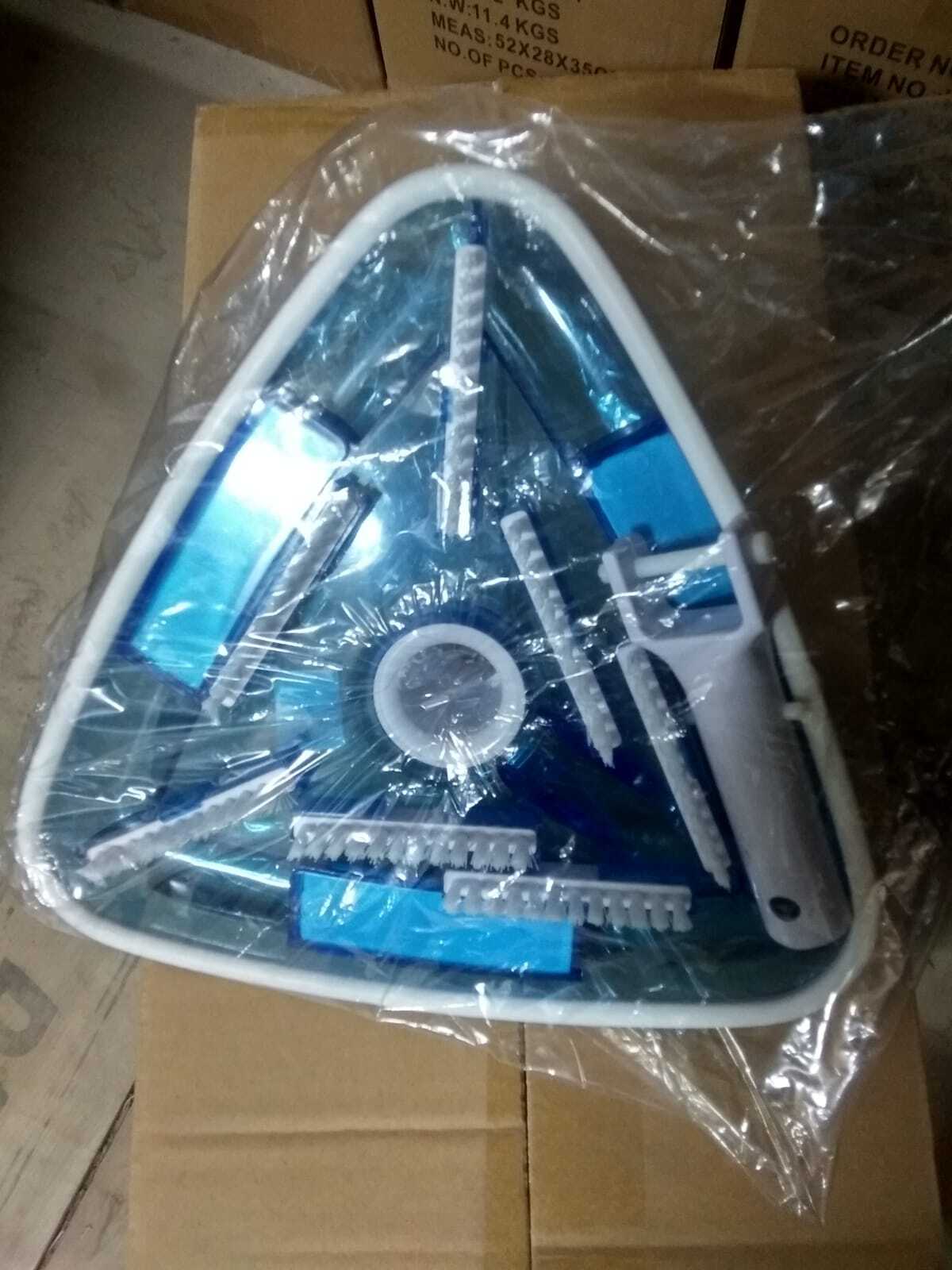 Deluxe Triangular Weighted Pool Vacuum Head - Plastic, Transparent Blue | Ideal For Efficient Swimming Pool Cleaning