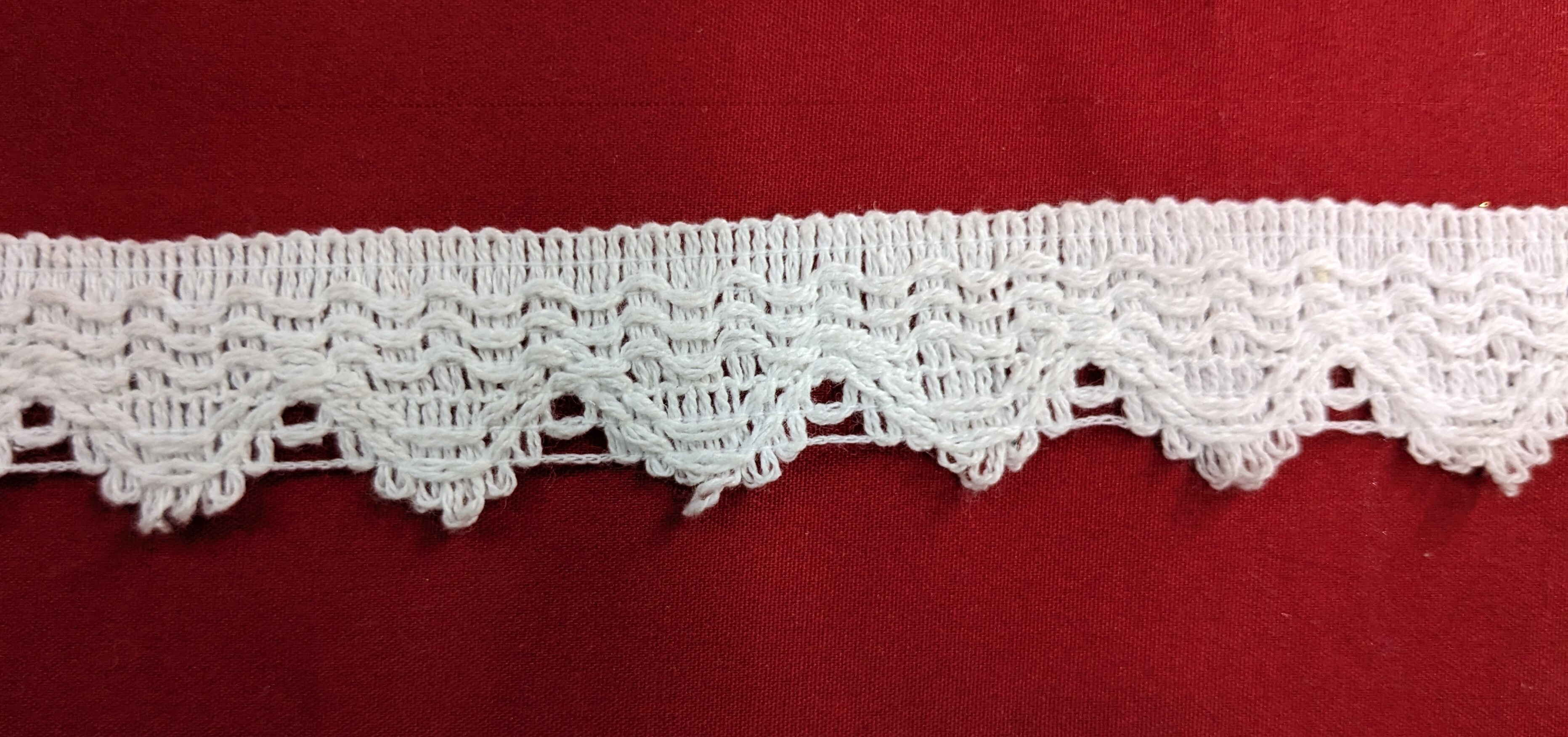 Heavy Decor Cotton Lace - 1.1 Inch Wide, 45 Mtr Length, Dyeable Cotton | Colors: White, Black, Black-white, White-black, One-sided, Knitted Pattern