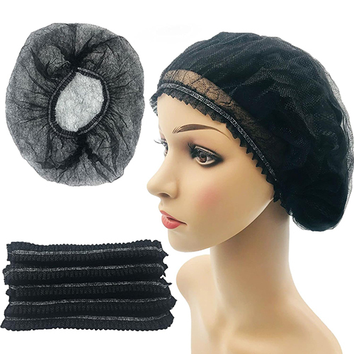 Bouffant Cap Black 16 Inch - Grade: 8 Gsm