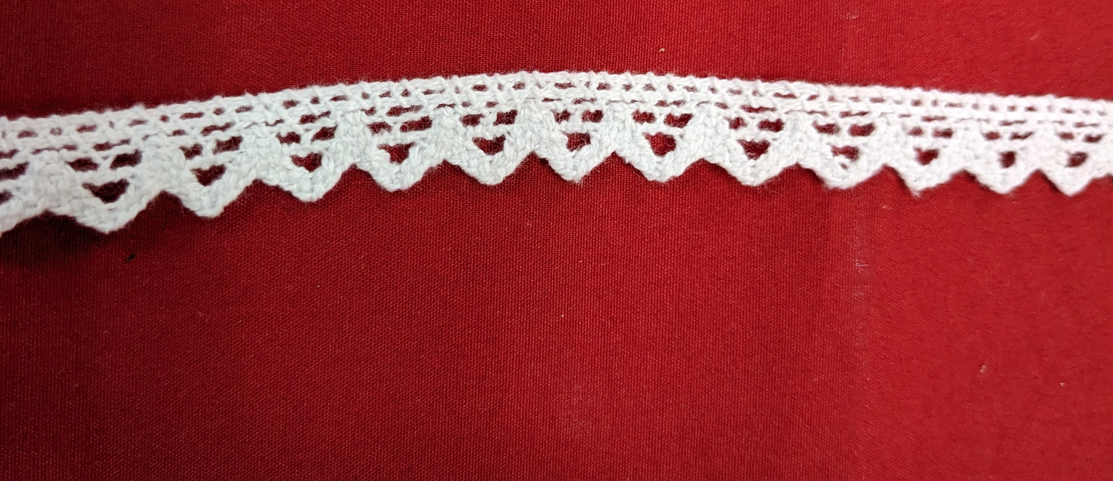 Crosia Lace - Cotton 100 Meter Length White And Grey Colors | Reversible Plain Pattern 0.6 Inch Width
