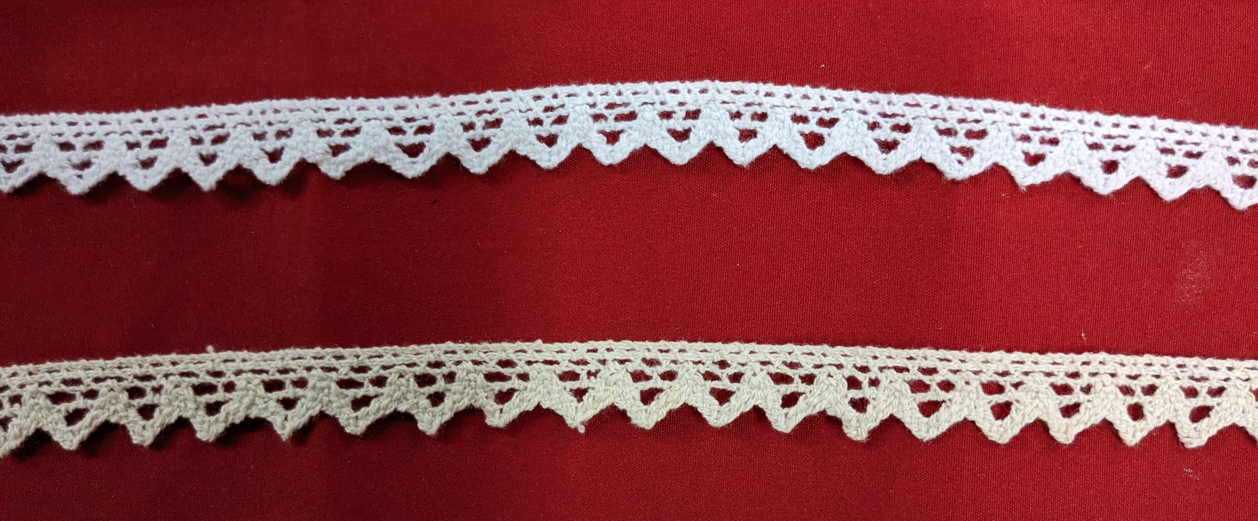 Crosia Lace - Cotton 100 Meter Length White And Grey Colors | Reversible Plain Pattern 0.6 Inch Width