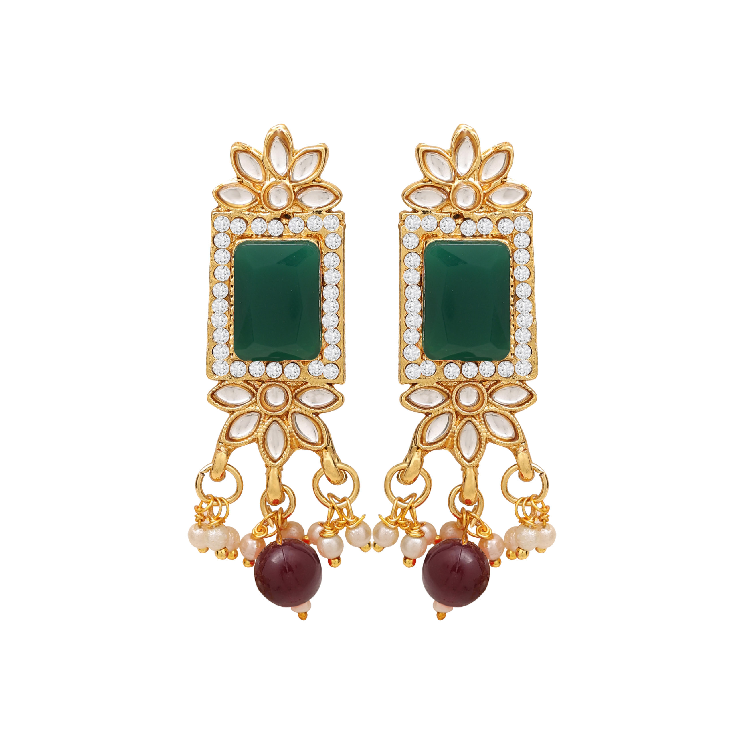 Divine Square Kundan Choker Necklace Set - Color: Multicolor