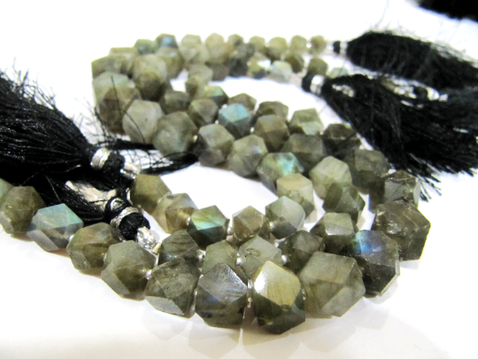 Natural Labradorite Nugget Shape 16to25mm Faceted Beads Strand 8''long