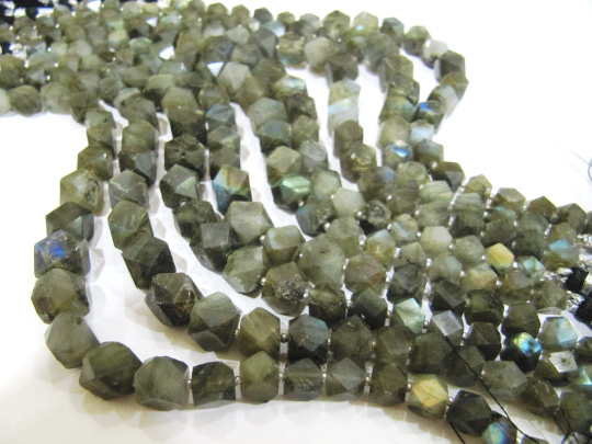 Natural Labradorite Nugget Shape 16to25mm Faceted Beads Strand 8''long