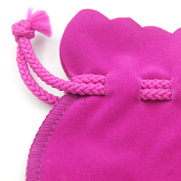 Round Bottom Velvet Jewelry Pouch - Velvet Material, 80mm X 100mm, Pink Color | Handmade, Multifunctional, Foldable, Smooth Touch, Drawstring Closure