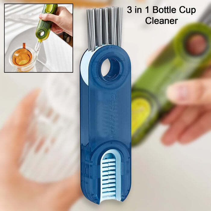 3in1 Multifunctional Cleaning Brush - Versatile For Bottle, Cup & Lid | Easy Grip, Mix Color Design, Ideal Home Kitchen Tool