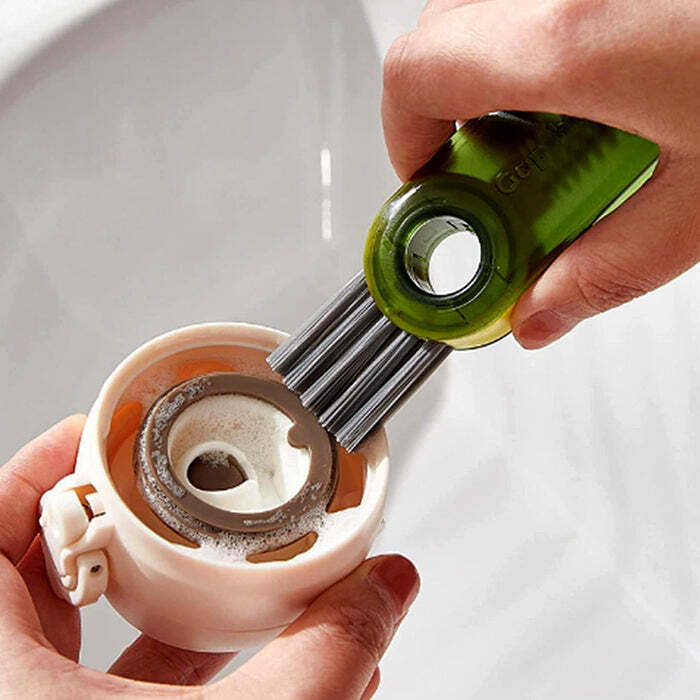3in1 Multifunctional Cleaning Brush - Versatile For Bottle, Cup & Lid | Easy Grip, Mix Color Design, Ideal Home Kitchen Tool