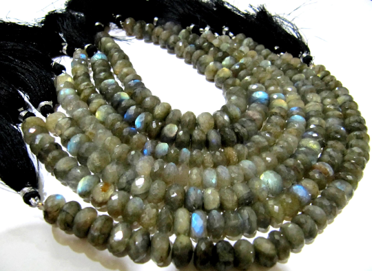 Natural Labradorite Rondelle Faceted 8-12mm Beads Strands 8 Inch Long