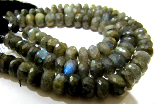 Natural Labradorite Rondelle Faceted 8-12mm Beads Strands 8 Inch Long